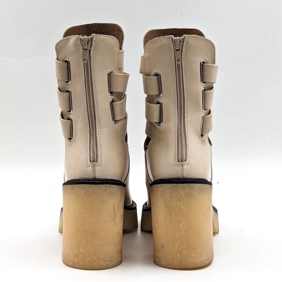 Free People Women Jesse Cutout Summer Cream Leather Platform Festival Boots 8US - Picture 6 of 12
